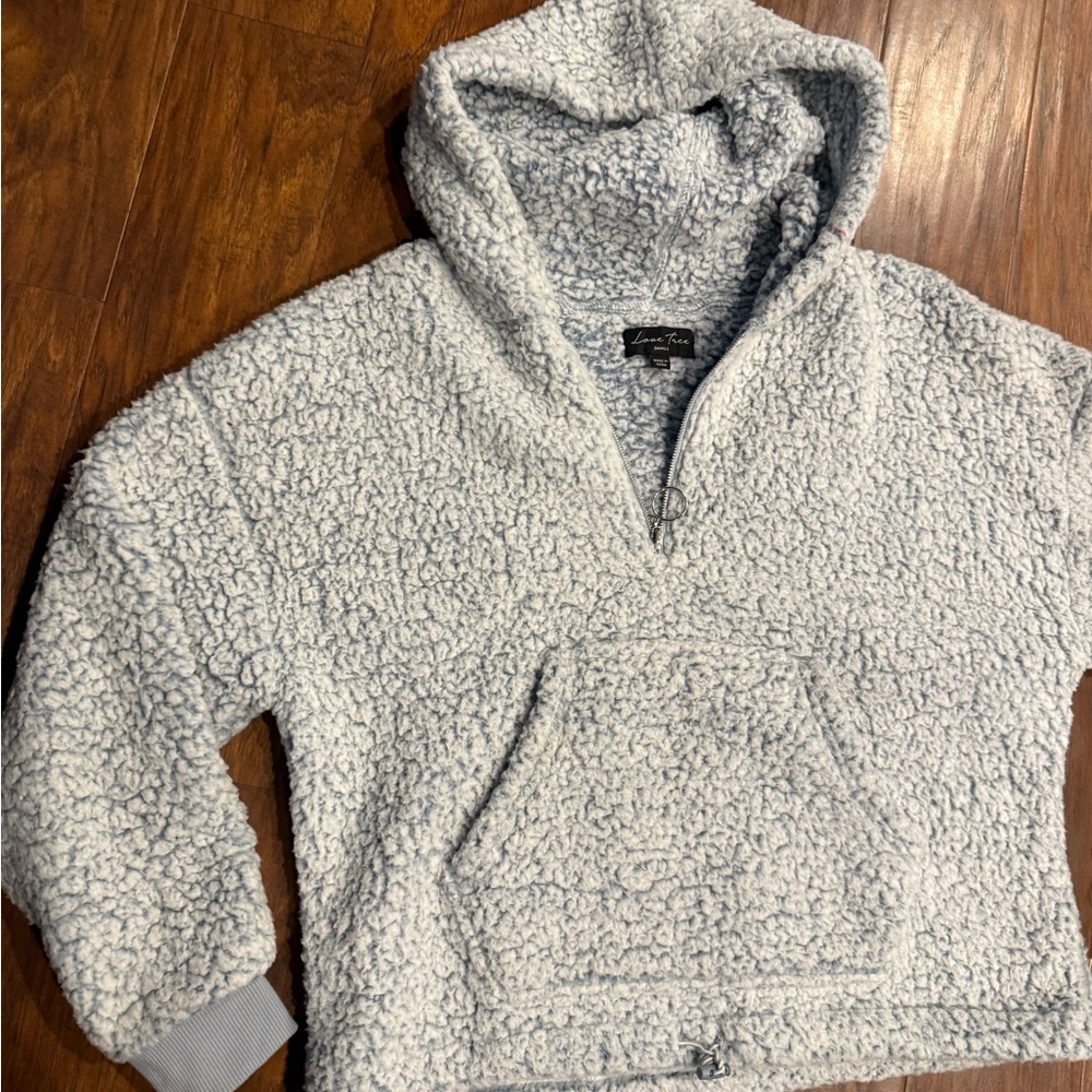 Love Tree Light Gray Sherpa Pullover